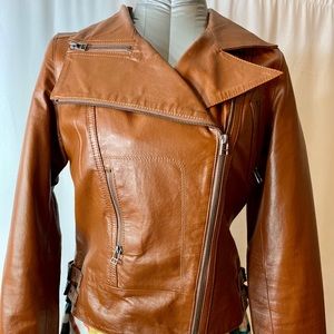 Bagatelle Tan Motorcycle Jacket Leather Size Small